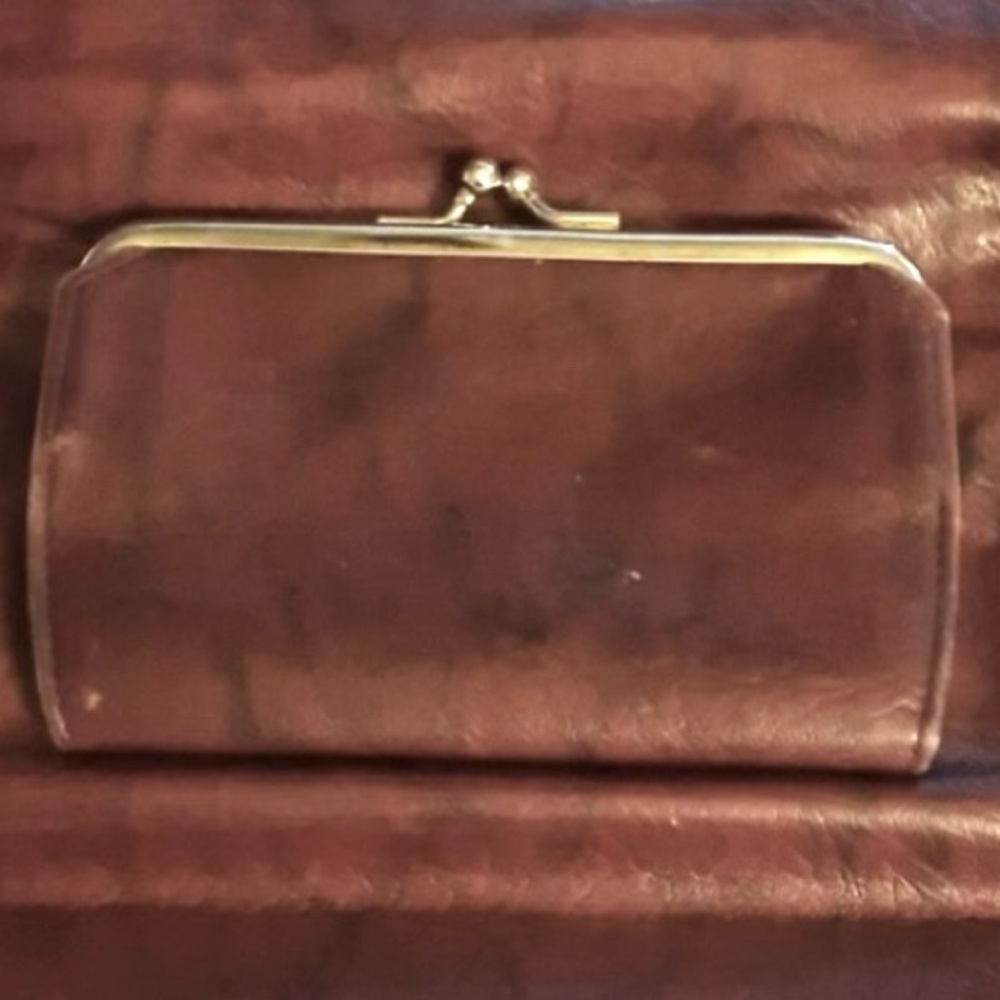 BUXTON Genuine High Grade Leather 8” Wallet w Checkbook Cover Marbled Brown EEUC - Picture 6 of 13